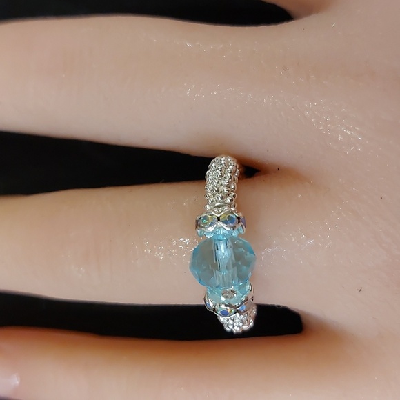 Aqua Crystal Handmade Ring - READ BELOW FOR CUSTOM SIZING π - Picture 6 of 6